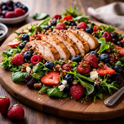 Berry salad with grilled chicken
