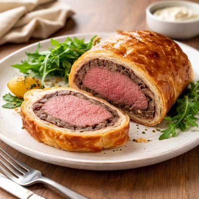 Bife de vaca em massa folhada