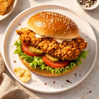 Big fried chicken burger one