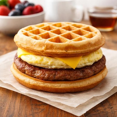 Biggby waffle sausage sandwich