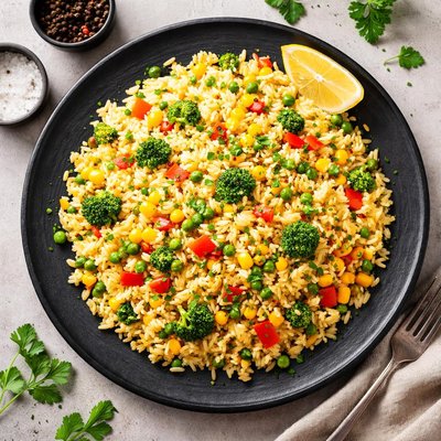 Birds eye fragrant golden vegetable rice