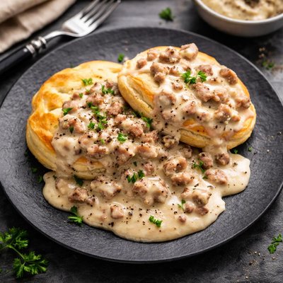 Biscuit and sausage gravy
