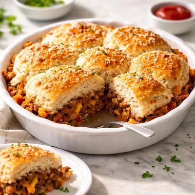 Biscuit hamburger pie