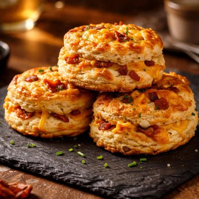 Biscuit with cheese and bacon
