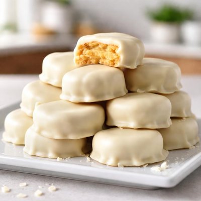 Biscuits covered in white chocolate