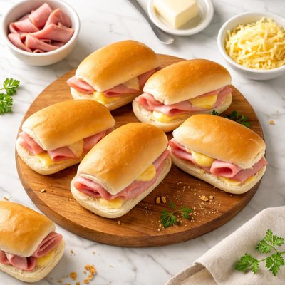 Bisnaguinha com presunto e queijo