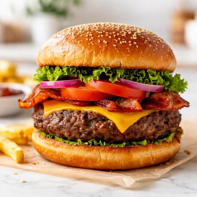 Bison burger with bun