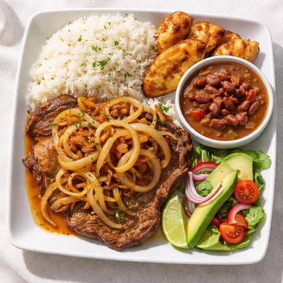 Bistc encebollado dominican takeout