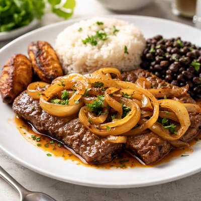 Bistec encebollado