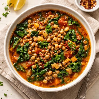 Black-eyed peas and spinach stew