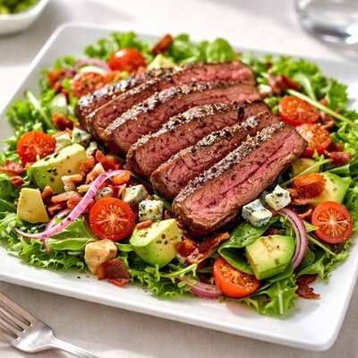 Black and blue steak salad