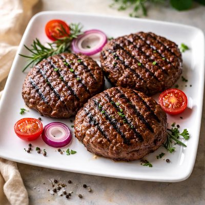 Black angus hamburger patties