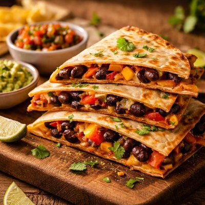 Black bean and pepper quesadilla