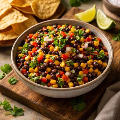 Black bean corn salsa with cilantro and lime