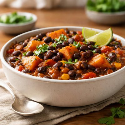 Black bean stew woth sweet potato