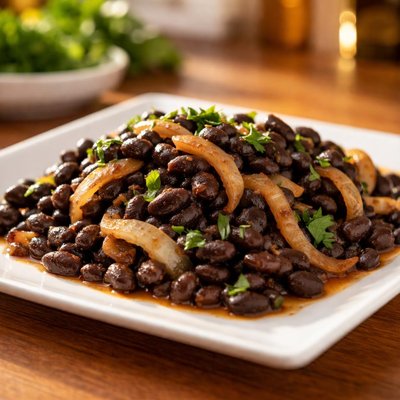 Black beans and onions