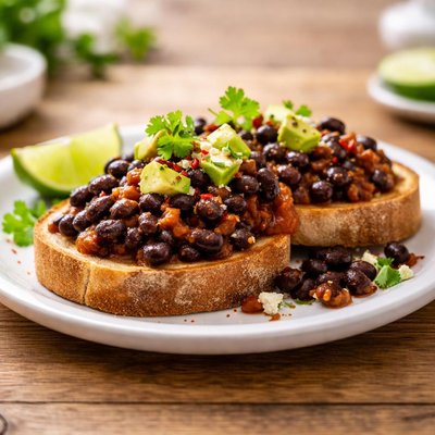 Black beans on toast