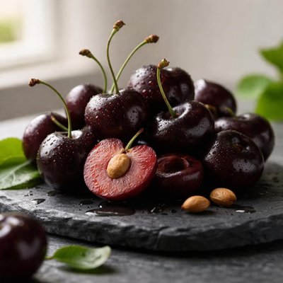 Black cherries with seeds