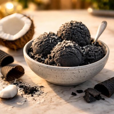 Black coconut ice cream