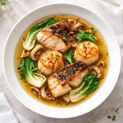 Black cod and scallop soup