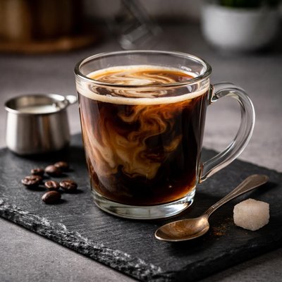 Black coffee with a little milk