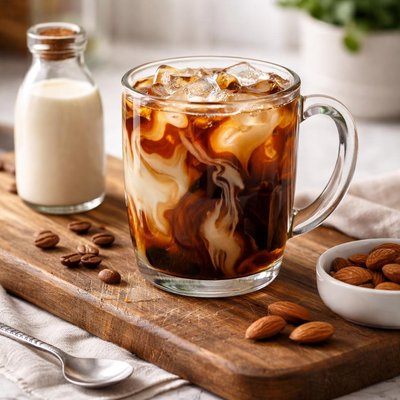 Black coffee with almond milk
