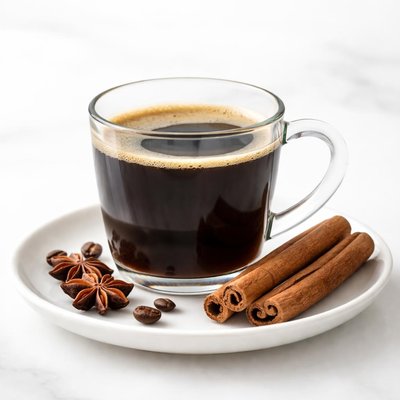 Black coffee with cinnamon