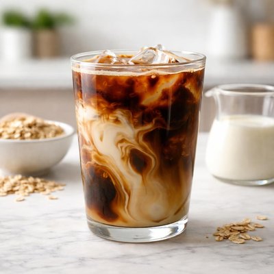 Black coffee with oat milk