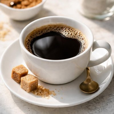 Black coffee with sugar