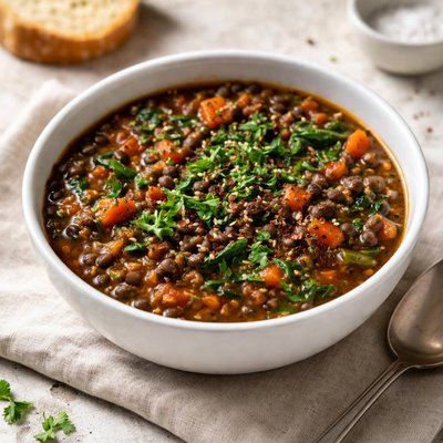 Black lentil soup