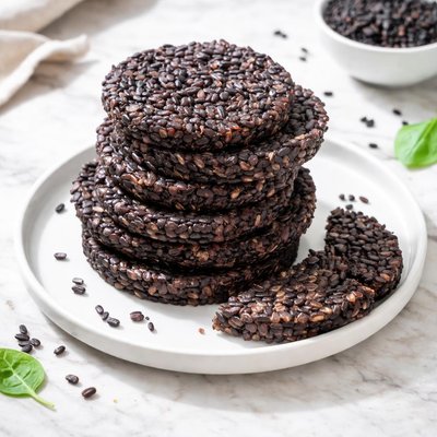 Black organic rice cakes