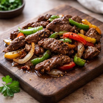 Black pepper beef saute