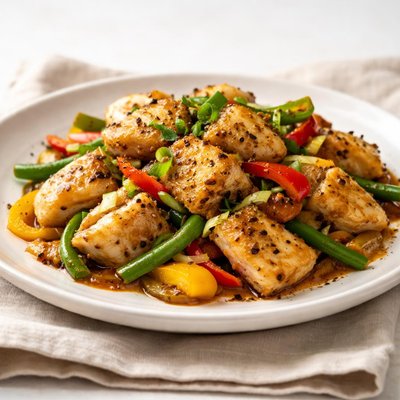Black pepper fish stir fry