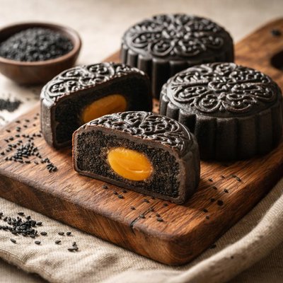 Black sesame moon cake