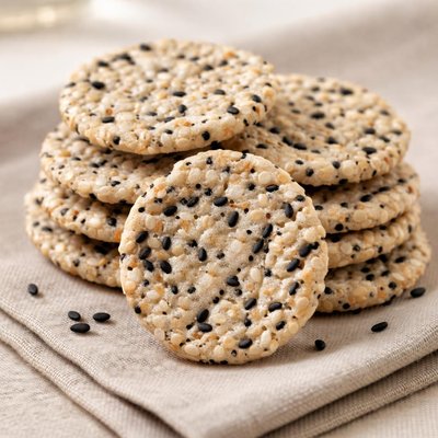 Black sesame rice crackers
