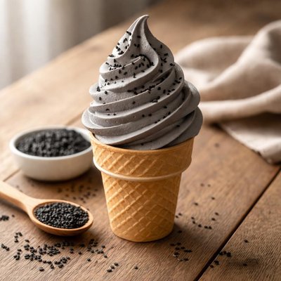 Black sesame soft serve
