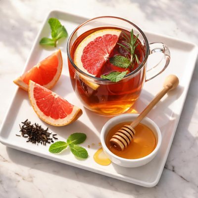 Black tea with ruby grapefruit and honey