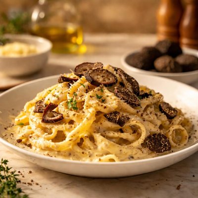 Black truffle cream pasta