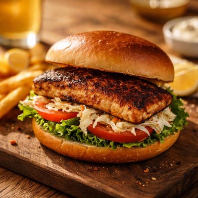 Blackened mahi-mahi sandwich