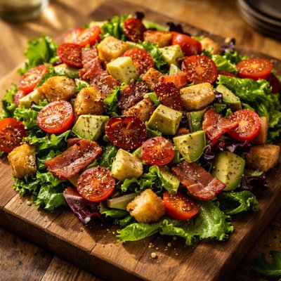 Blt salad with turkey bacon and avocado