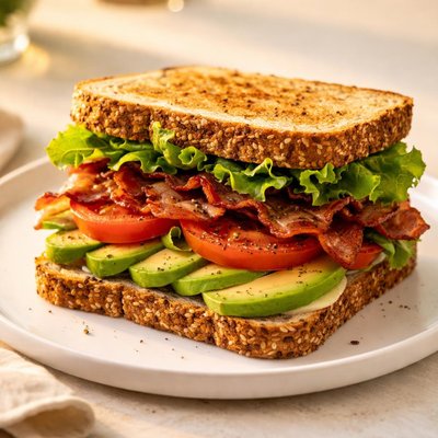 Blt with avocado on whole grsin bread