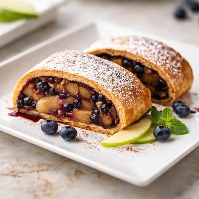 Blue and apple strudel