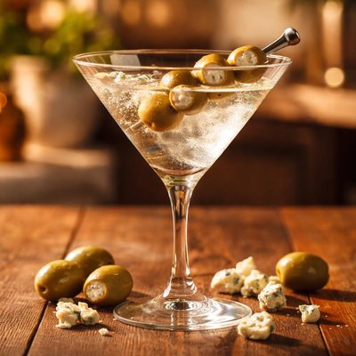 Blue cheese olive martini