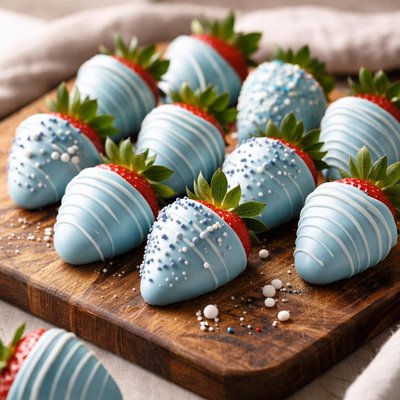 Blue chocolate-covered strawberries