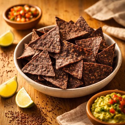 Blue corn flaxseed tortilla chips