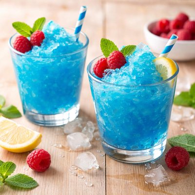 Blue raspberry granita