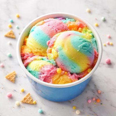 Blue ribbon ranbow icecream cup