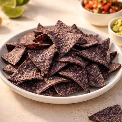 Blue tortilla corn chips