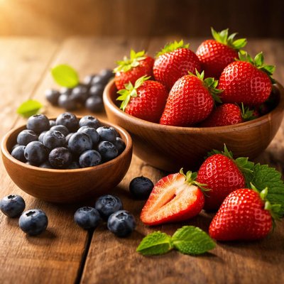 Blueberries and strawberries