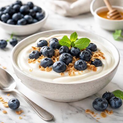 Blueberries with yogurt